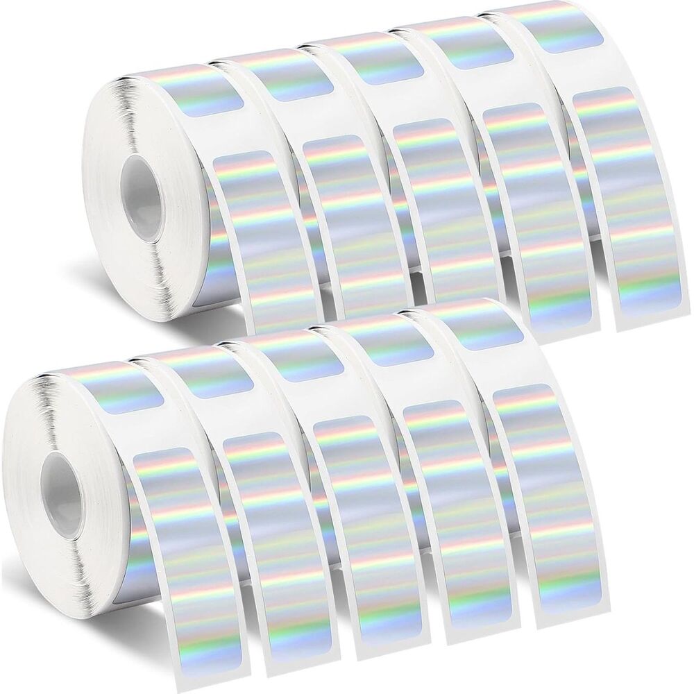 1600 Pcs Label Tapes Compatible with D30 Printer Holographic Silver 12x40mm
